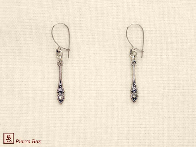 Pierre Bex Art-Deco earrings with rhinestones 45215-03