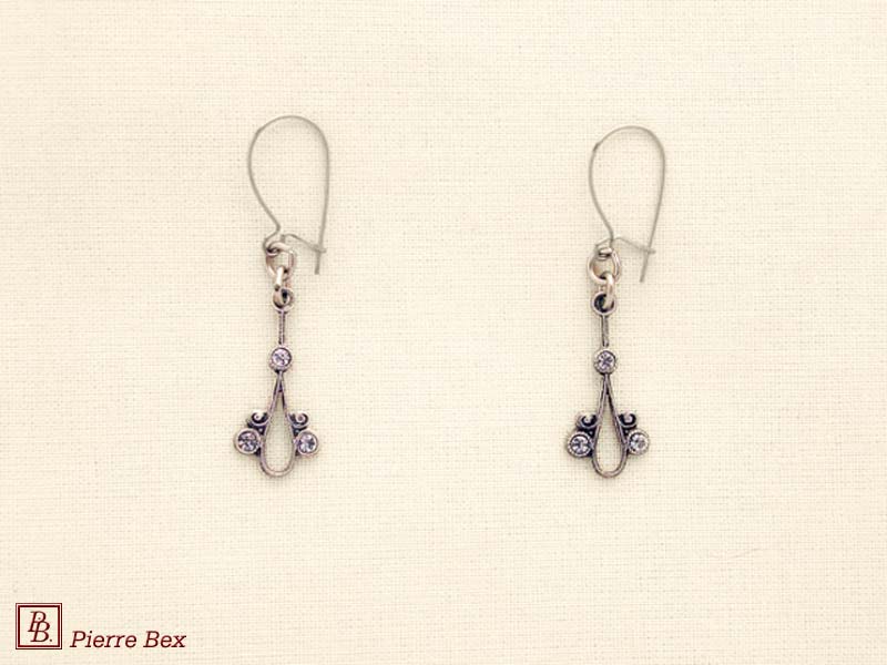 Pierre Bex Art-Deco earrings with rhinestones 45215-09