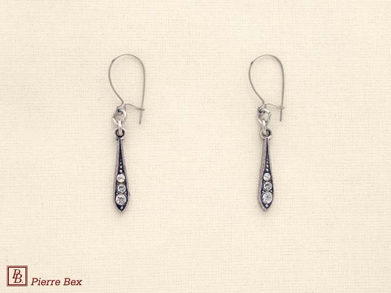 Pierre Bex Art-Deco earrings with rhinestones 45215-15