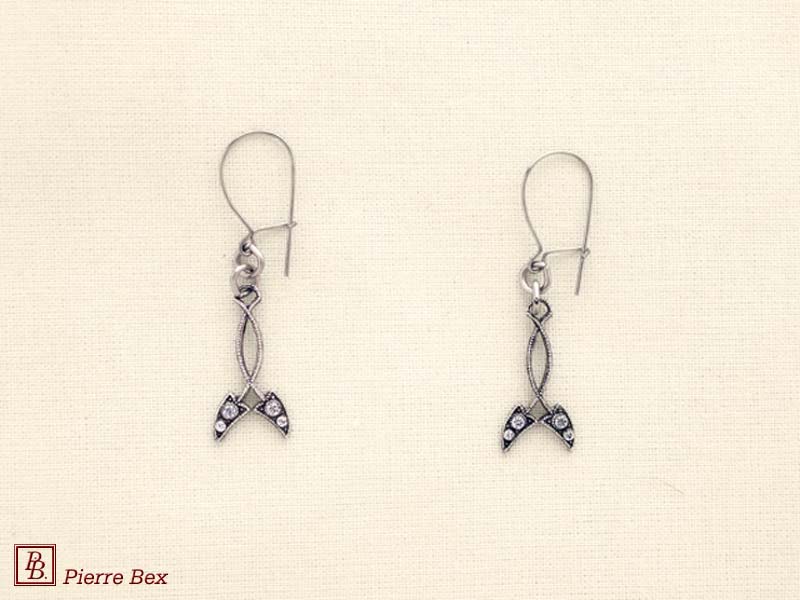 Pierre Bex Art-Deco earrings with rhinestones 45215-24