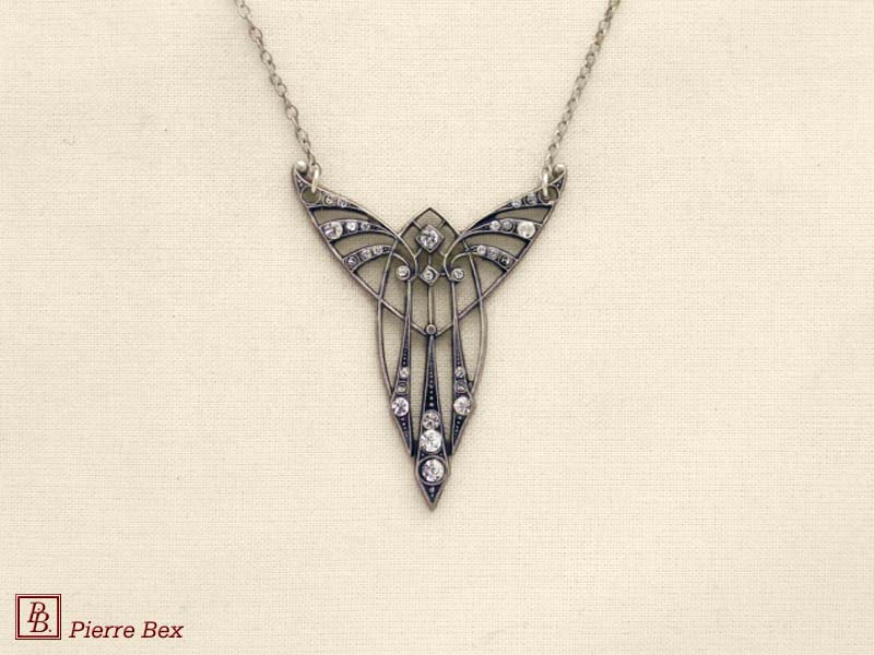 Pierre Bex Art-Deco necklace with rhinestones 45324-08