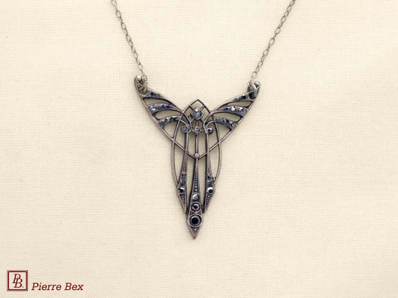 Pierre Bex Art-Deco necklace with rhinestones 45324-08A