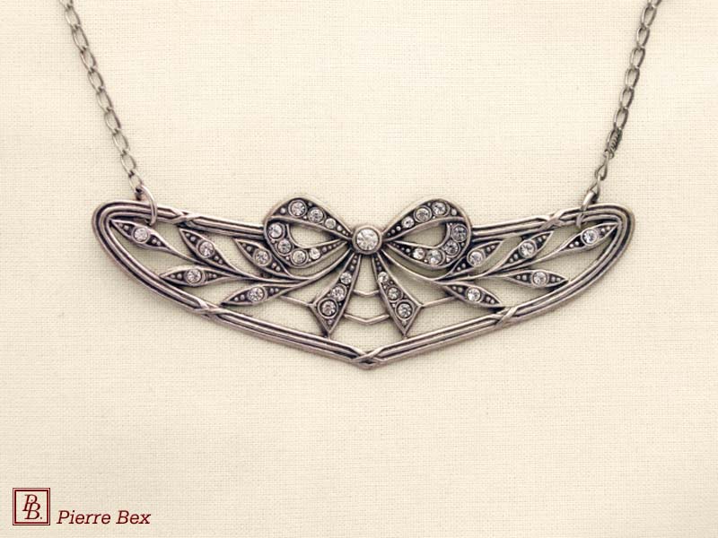 Pierre Bex Art-Deco necklace with rhinestones 45324-15