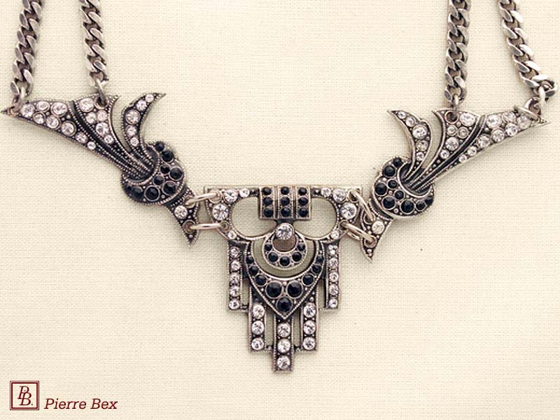 Pierre Bex Art-Deco necklace with rhinestones 45443-09