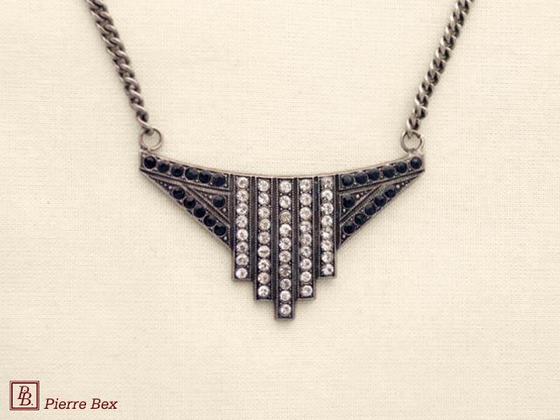 Pierre Bex Art-Deco necklace with rhinestones 45534-01