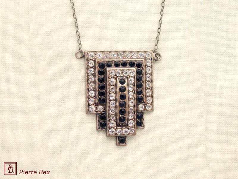 Pierre Bex Art-Deco necklace with rhinestones 45534-07