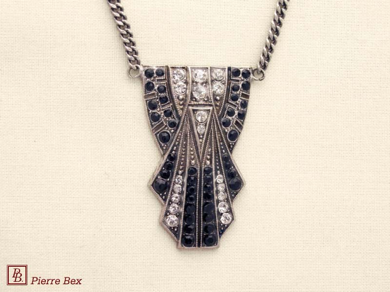 Pierre Bex Art-Deco necklace with rhinestones 45534-09