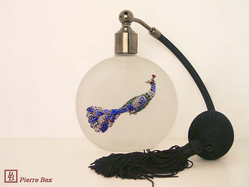 Pierre Bex Art-Deco Parfümzerstäuber mit Straß Pfau 46089-01