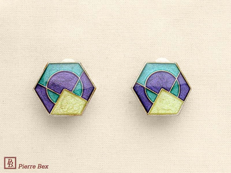 Pierre Bex Art-Deco enamel earclips 48185-07