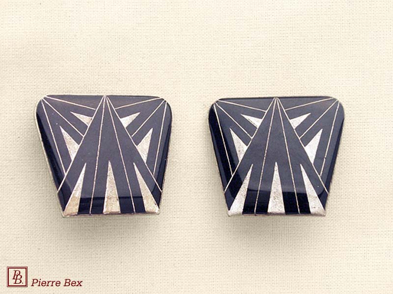 Pierre Bex Art-Deco enamel earclips 48185-15